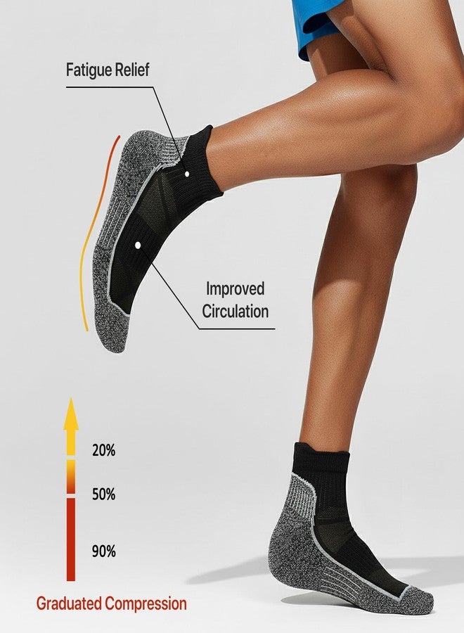 fenglaoda Compression Ankle Socks for Women & Men 6 Pairs- Low Cut Running Socks with Arch Support, Cushioned Sole & Heel Tab - Image 3